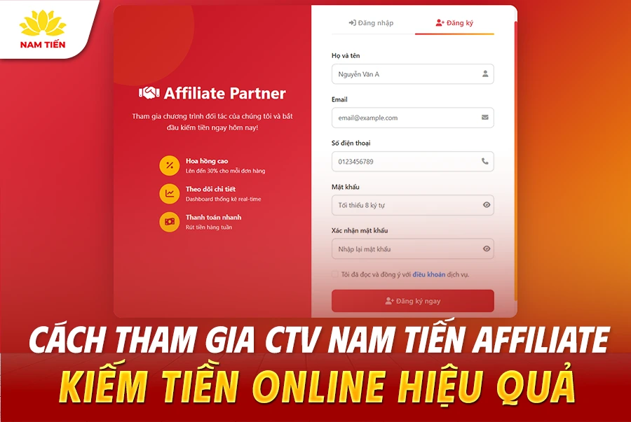 Cách Tham Gia CTV Nam Tiến Affiliate Kiếm Tiền Online Hiệu Quả